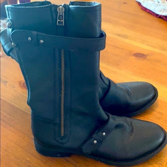 Steve Madden - Combat Boots Black Pebbled Leather Size 6.5 - Picture 1 of 5